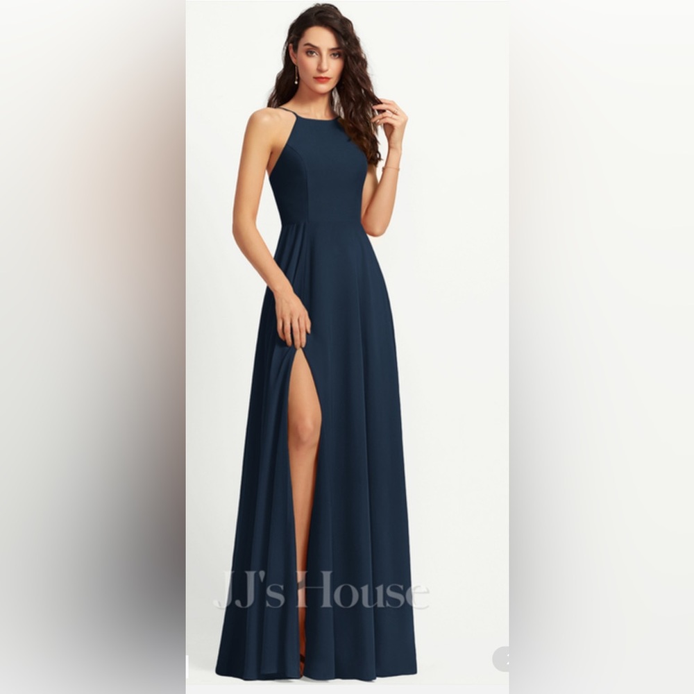 High Neck Navy Maxi Dress
